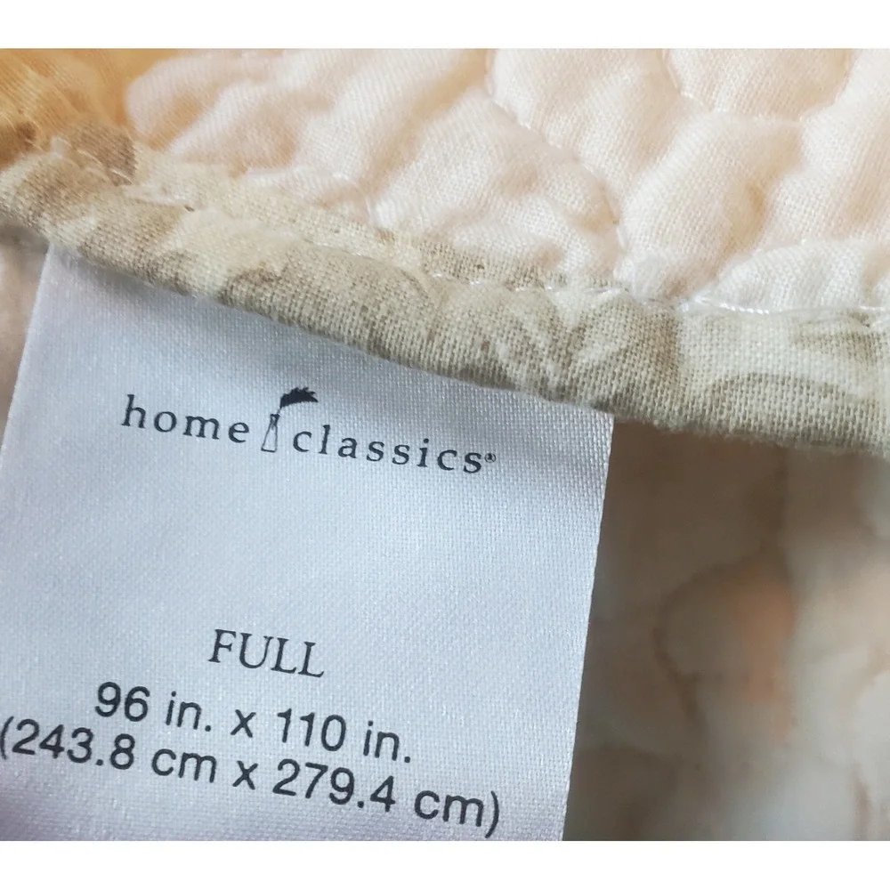 Home Classics Full Quilted Bed Cover Cream Blue Floral Embroidered 96x110 Cotton